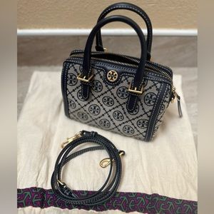 TORYBURCH MINI T MONOGRAM BARREL BAG